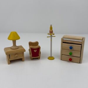 Miniature Wooden Dollhouse Nursery Furniture Set Cradle Dresser 1:12
